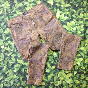 Unique Vestino Weathered & Crackled Floral Print Skinny Jeans size 10